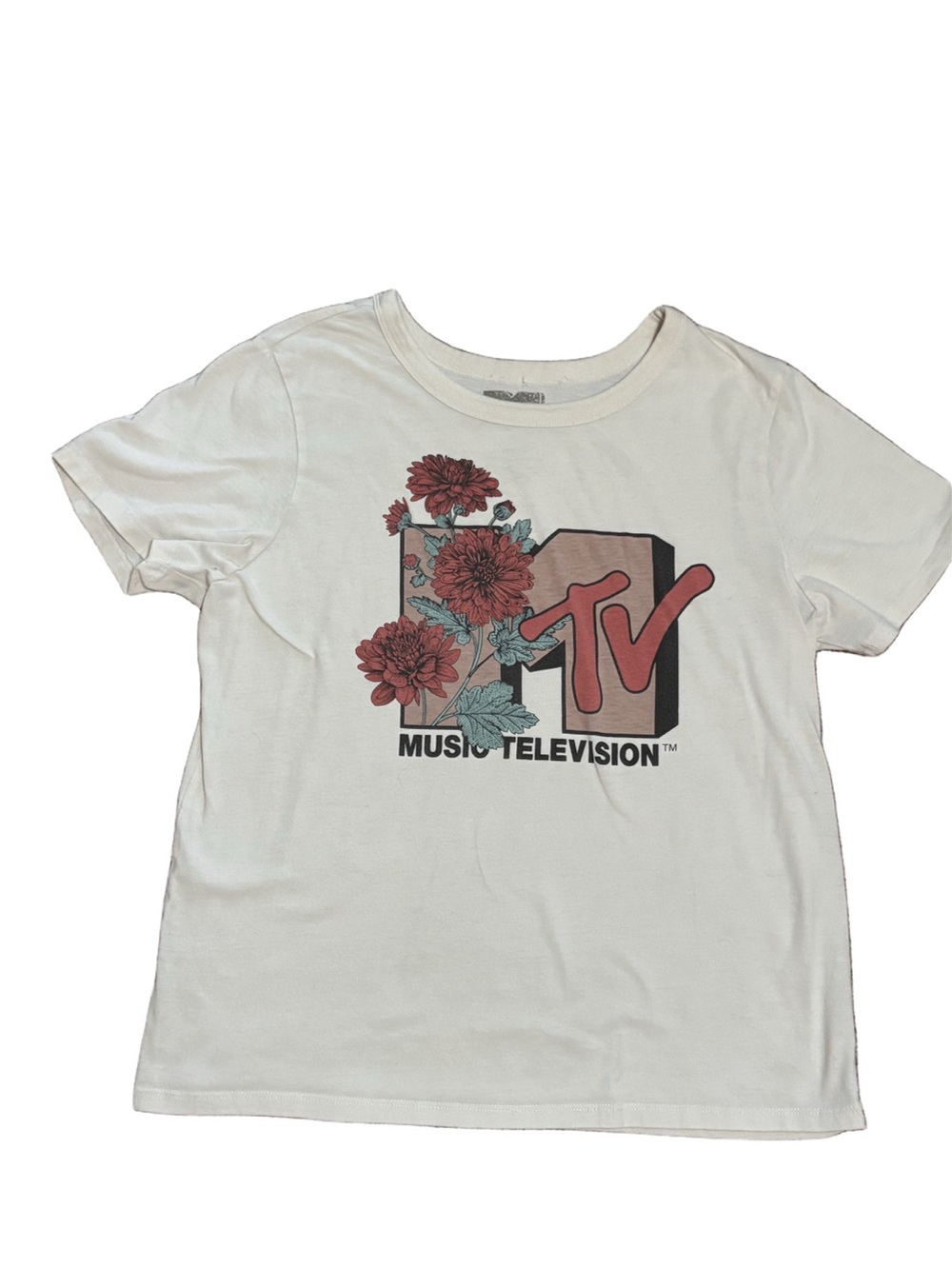 MTV Graphic Tee-Ivory-Y2K style - large